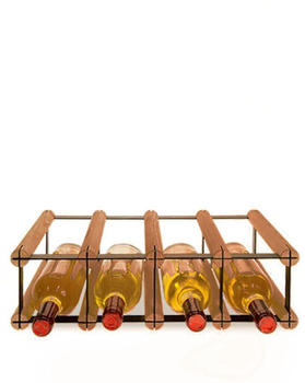 Proregal VINOTECA MOD METAL | HxBxT 12,5x42,5x24,5cm | 4x1 Flaschen | Massives Kiefernholz | Braun geölt | Flaschenregal - braun Holzwerkstoff RW13-56