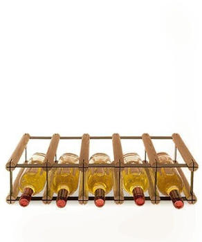Proregal VINOTECA MOD METAL | HxBxT 12,5x52,5x24,5cm | 5x1 Flaschen | Massives Kiefernholz | Braun geölt | Flaschenregal - braun Holzwerkstoff RW13-74