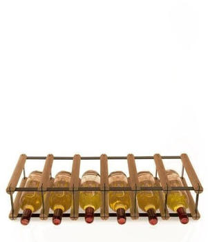 Proregal VINOTECA MOD METAL | HxBxT 12,5x62,5x24,5cm | 6x1 Flaschen | Massives Kiefernholz | Braun geölt | Flaschenregal - braun Holzwerkstoff RW13-92