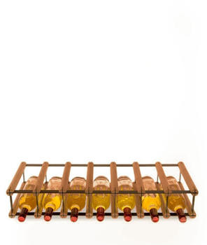 Proregal VINOTECA MOD METAL | HxBxT 12,5x72,5x24,5cm | 7x1 Flaschen | Massives Kiefernholz | Braun geölt | Flaschenregal - braun Holzwerkstoff RW13-110