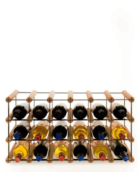 Proregal VINOTECA MOD METAL | HxBxT 32,5x62,5x24,5cm | 6x3 Flaschen | Massives Kiefernholz | Braun geölt | Flaschenregal - braun Holzwerkstoff RW13-96