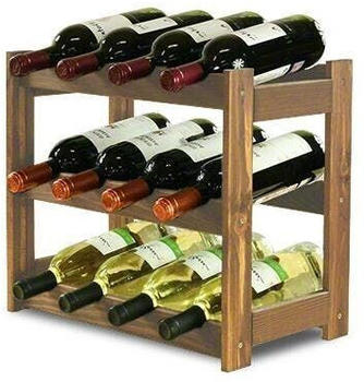 Proregal Weinregal PINOTWINE | HxBxT 38x43x25cm | 12 Flaschen | Massives Kiefernholz | Braun geölt | Flaschenregal Weinständer Holzregal - braun Holzwerkstoff RW7-02