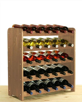 Proregal Weinregal PINOTWINE C | HxBxT 61,6x63,2x26,5cm | 30 Flaschen | Massives Kiefernholz | Braun geölt | Flaschenregal Weinständer Holzregal - braun Holzwerkstoff RW9-17
