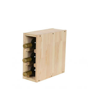 Proregal VINCELLAR MOD | HxBxT 30x12x30cm | Schmal Modul für 3 Flaschen | Massives Kiefernholz | Natur | Flaschenregal - beige Holzwerkstoff RW10-23