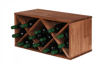 Proregal VINCELLAR MOD | HxBxT 30x60x30cm | Rauten Modul für 14 Flaschen | Massives Kiefernholz | Braun geölt | Flaschenregal - braun Holzwerkstoff RW10-20