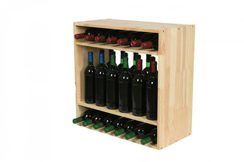 Proregal VINCELLAR MOD | HxBxT 60x60x30cm | Standflaschen Modul für 32 Flaschen | Massives Kiefernholz | Natur | Flaschenregal - beige Holzwerkstoff RW10-13