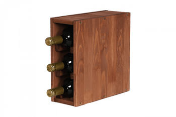 Proregal VINCELLAR MOD | HxBxT 30x12x30cm | Schmal Modul für 3 Flaschen | Massives Kiefernholz | Braun geölt | Flaschenregal - braun Holzwerkstoff RW10-24
