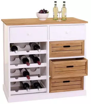 MCW Weinregal B96 Kommode Landhaus 12 Flaschen, Holz 87x86x37cm (MCW-B96)