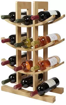 Relaxdays Weinregal Bambus 12 Flaschen, hellbraun (30x14.5x41cm)