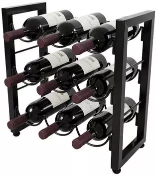Relaxdays Weinregal 9 Flaschen, Metall, schwarz, 36x35x17cm (10052646)