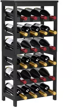 VEVOR Weinregal freistehend 24 Flaschen 6-st&ouml;ckig 36kg Schwarz (OPX-WR624)