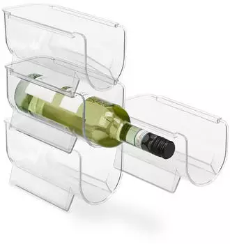 Relaxdays Kühlschrank Flaschenhalter 4er Set, stapelbar, transparent, Kunststoff (10051158_305)