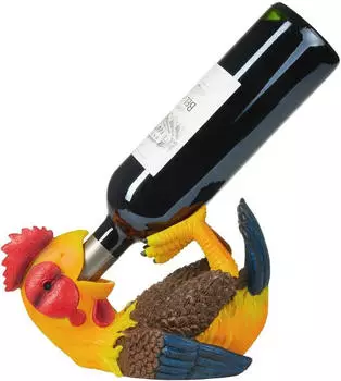 Brubaker Weinflaschenhalter "Durstiger Hahn" Deko Figur handbemalt