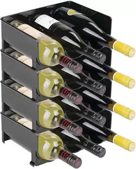 mDesign Weinregal stapelbar 4er-Set Kunststoff Schwarz (4945MDKEU)