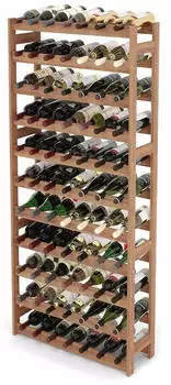 Relaxdays Weinregal 77 Flaschen, Walnussholz, 166x72,5x25cm