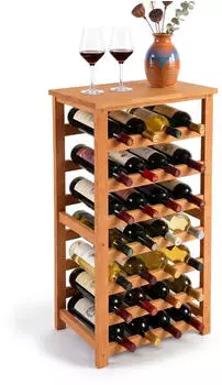 Relaxdays Weinregal Walnussholz 28 Flaschen, 94x47x26cm, natur