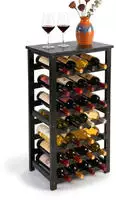 Relaxdays Weinregal, 28 Flaschen, Walnussholz, Hbt 94x47x26 Cm, Weinhalter F&uuml;r Rot-