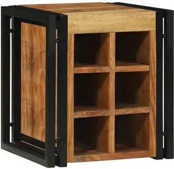 vidaXL Weinregal Massivholz Akazie, Braun/Schwarz, 34,5x35x39cm (4016756)
