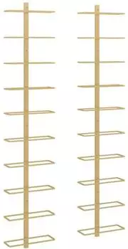 vidaXL Wand-Weinregal f&uuml;r 10 Flaschen, Metall, Gold, 2er-Set (340907)