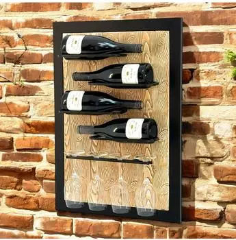 DanDiBo Weinregal Wand Metall Schwarz 4 Flaschen mit Glashalter (96617)