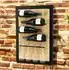 DanDiBo Weinregal Wand Metall Schwarz 4 Flaschen mit Glashalter (96617)