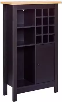 ebuy24 Helina Sideboard mit Weinregal 12 Flaschen, 3 Regalb&ouml;den, 1 T&uuml;r, Artisan Eiche Schwarz (55034610)