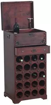 MCW Rhone Weinregal Holz Kolonialstil 20 Flaschen mit Schublade