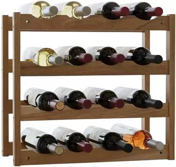 Relaxdays Weinregal Walnussholz 16 Flaschen
