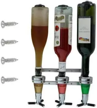 LuxusKollektion Bar Butler Wand-Flaschenhalter für 3 Flaschen, Aluminium