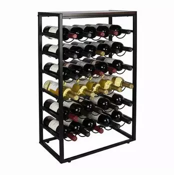 Relaxdays Weinregal Industrial, 30 Flaschen, Metall/Holz, 88x59x30cm