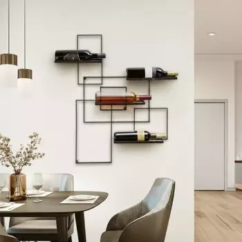 DanDiBo Black Line Weinregal Wandmontage Metall Schwarz (96445)