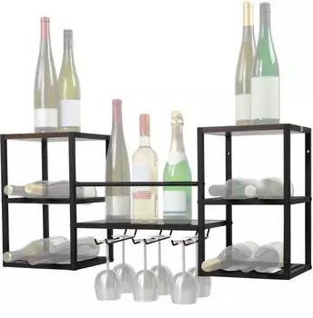 Zelsius Weinregal Wandmontiert mit Weinglashalter, 88x25x40cm (GERE04)