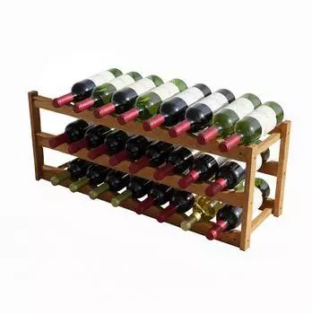 Relaxdays Weinregal Walnussholz 24 Flaschen, 78x28x21cm