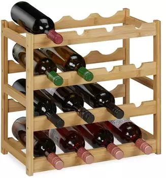 Relaxdays Weinregal 16 Flaschen, 24kg Tragkraft (1,8kg)