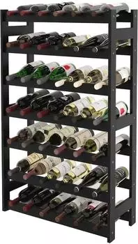 Relaxdays Weinregal 42 Flaschen, Walnussholz, 102x63x25cm, schwarz