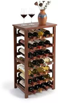Relaxdays Weinregal Walnussholz 28 Flaschen, 94x47x26cm (10040065)