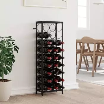 vidaXL Weinregal für 27 Flaschen, Schmiedeeisen, schwarz, 34x18x100cm (358365)