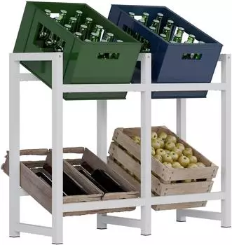 CLP Stack Getränkekistenständer Metall, weiß, 75x91x31cm (322135)