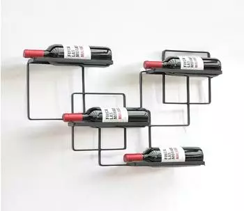 DanDiBo Wine Line Wandregal Metall schwarz, 4 Flaschen (1046740357)