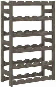 vidaXL Flaschenregal 30 Flaschen, Massivholz Kiefer, grau