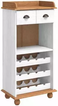 vidaXL ASKIM Weinschrank Kiefer massiv, wei&szlig;/honig, 12 Flaschen (4105444)