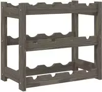 vidaXL Weinregal f&uuml;r 12 Flaschen Grau Massivholz Kiefer