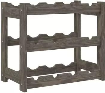 vidaXL Weinregal 12 Flaschen Massivholz Kiefer grau (373377)