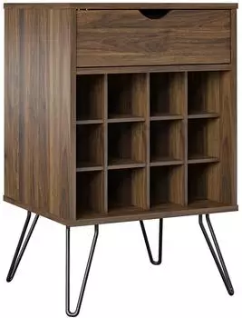 Mid.you Concord Weinregal 12 F&auml;cher, 1 Schublade, walnuss, Metall/Holzwerkstoff (001089005201)