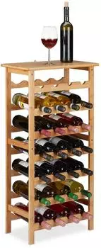 Relaxdays Weinregal 28 Flaschen, 7 Ebenen, Bambus, 47x94x29cm