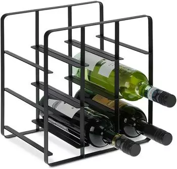 Relaxdays Weinregal f&uuml;r 9 Flaschen, Metall, schwarz/silber (10035806)