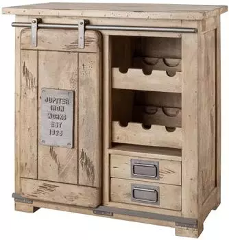 Massivmoebel24 Railway Weinkommode Mangoholz whitewash 80x40x82cm (09-312-772-2031)