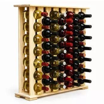 Relaxdays Weinregal, Kiefernholz, 46 Flaschen, 76x76x19cm