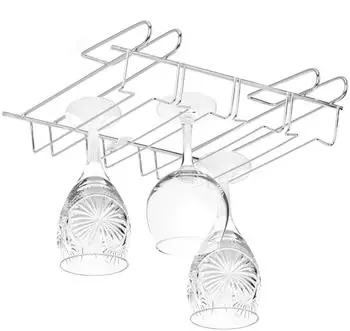 Relaxdays Weinglashalter Schrankeinsatz 4er-Set, Metall, silber, 12 Stielgl&auml;ser, 8,5x34,5x26cm