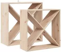 vidaXL Weinregal 2 Stk. Natur 62 x 25 x 62 cm Massives Kiefernholz